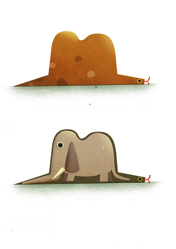 An elephant inside a boa.
