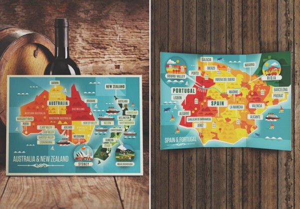 Majestic Wine Maps - Australia and New Zealand as well as Spain and Portugal illustrations by Neil Stevens.