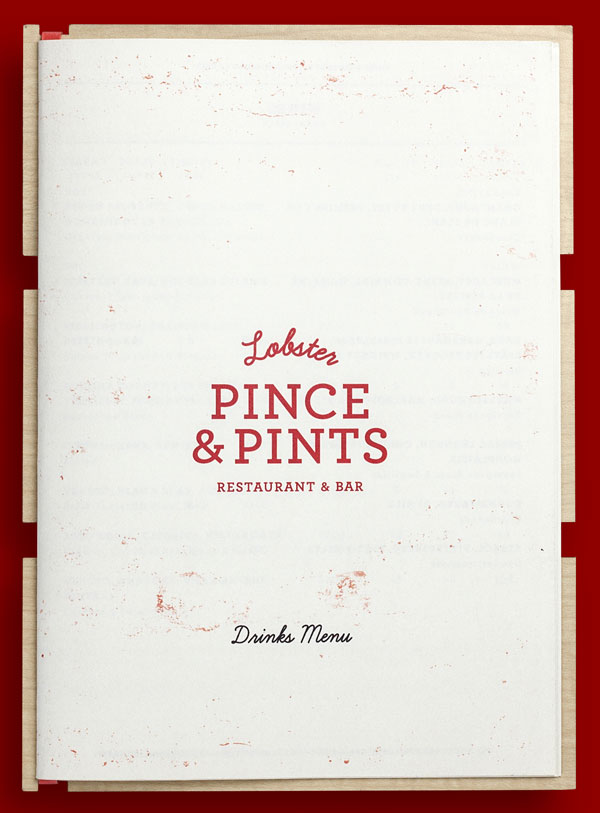 The cover of the restaurant menu is based on simple vintage inspired typography.