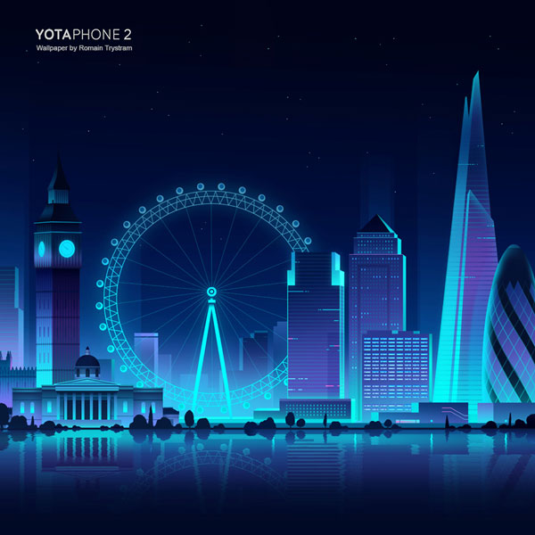 YotaPhone 2 - London wallpaper illustration by Romain Trystram for mobile phone.