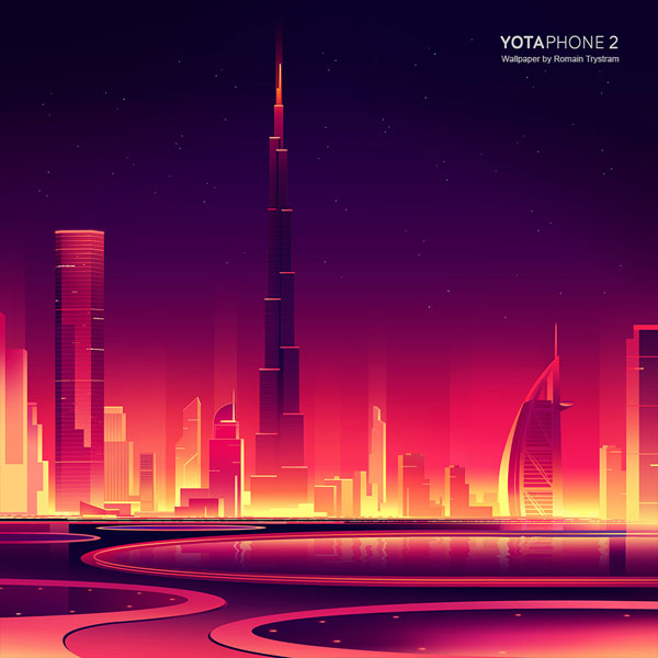 YotaPhone 2 - Dubai as graphic artwork by Romain Trystram created for a series of wallpapers.