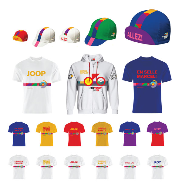 Promotional clothing such as caps, t-shirts, hoodies, and jerseys.