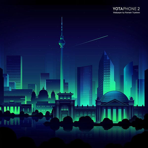 Berlin at night wallpaper by Romain Trystram for mobile Yota devices.