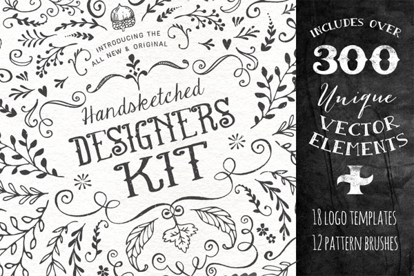 Countless floral ornaments, logo templates, and pattern brushes.