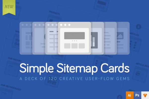 Simple Sitemap Cards, a deck of 120 creative user-flow gems.