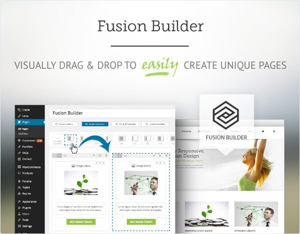 The intuitive Fusion Builder, just visually drag and drop to easily create unique pages and content.