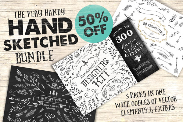 The very hand sketched bundle includes 3 packs in one.