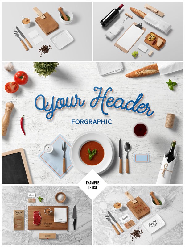 Restaurant and food branding mock-up from forgraphic™.