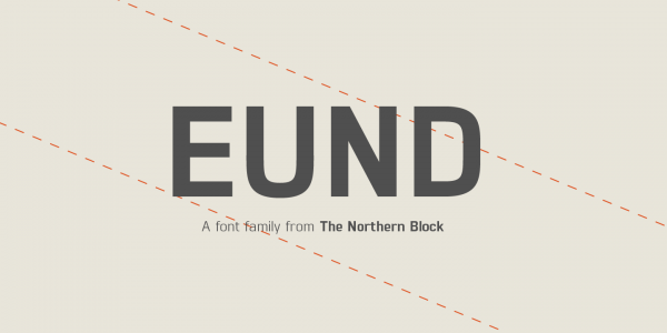 The Eund font family from The Northern Block Ltd is a geometric sans serif typeface with minimal contrast.
