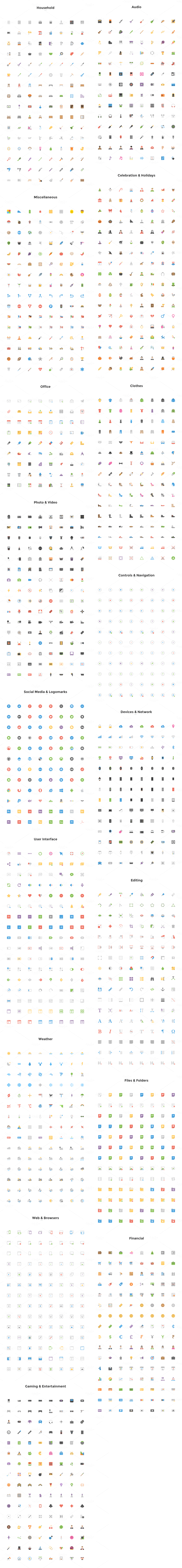 The Squid.ink Flat Icon Pack - 2000 flat icons divided into different categories.