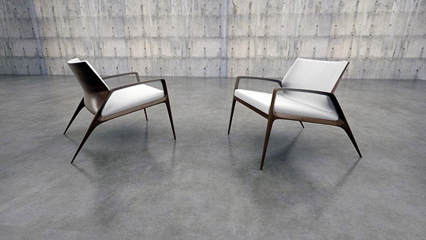 The chair is inspired by Danish mid-twentieth century interior design.