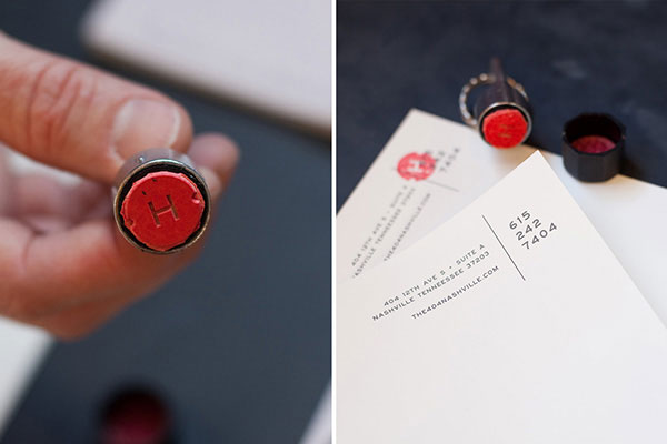 The stamp creates the look of a wax seal.