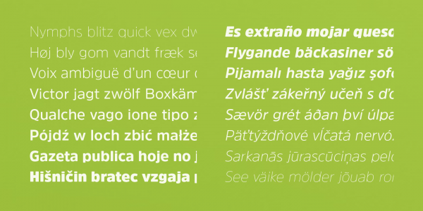 Some text samples of the Amsi font family designed by Stawix Ruecha.