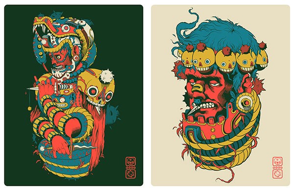 TORO & CUERPO posters by Mexican illustrator Raul Urias.