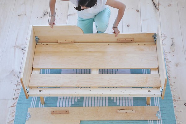 Assembling a bed in simple steps.
