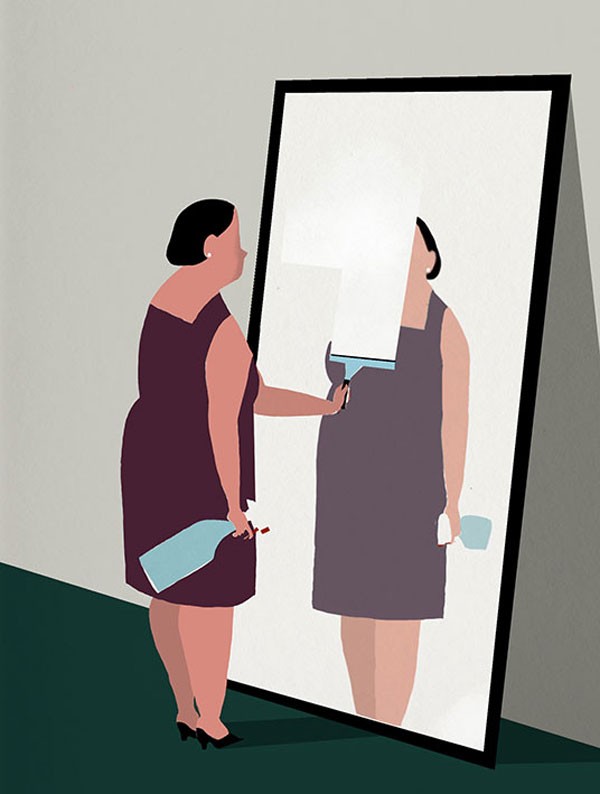Editorial illustration by Riki Blanco for an article about self esteem - Peso Perfecto Magazine, 2012.