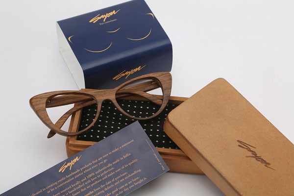 Sayon - Wood frame glasses with packaging and brand identity.
