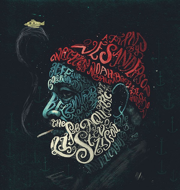 The Life Aquatic with Steve Zissou - typographic portraits by Peter Strain.