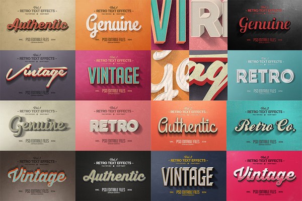 A huge collection of stylish retro letterings.