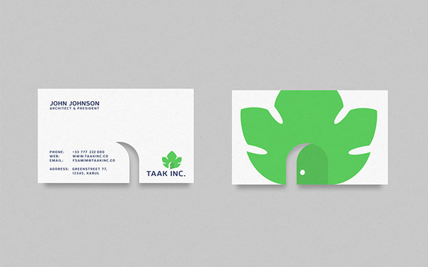 Business card with front and backside.
