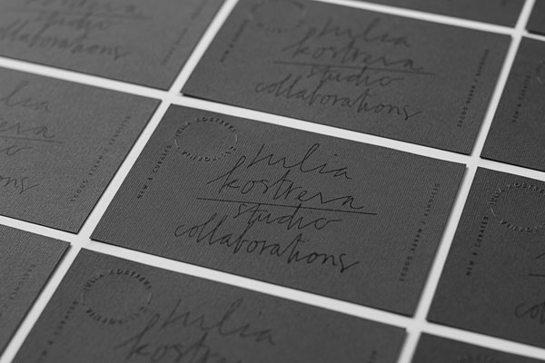 Hand screen printed business cards for artist and maker collaborations.