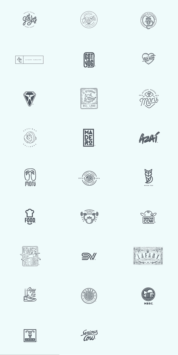 A huge collection of logos by Art Director and Graphic Designer Oscar Bastidas. His work includes diverse styles made of custom typefaces, complex graphics or simple lines.