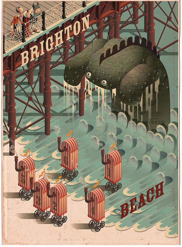 Brighton Beach Monster - Poster illustration for the city of Brighton.