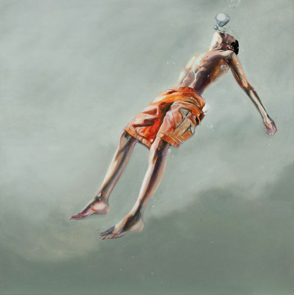 In Seconds seq. no 4 - oil painting on canvas from the show "Swim: An Artist's Journey" by artist Charles Williams.