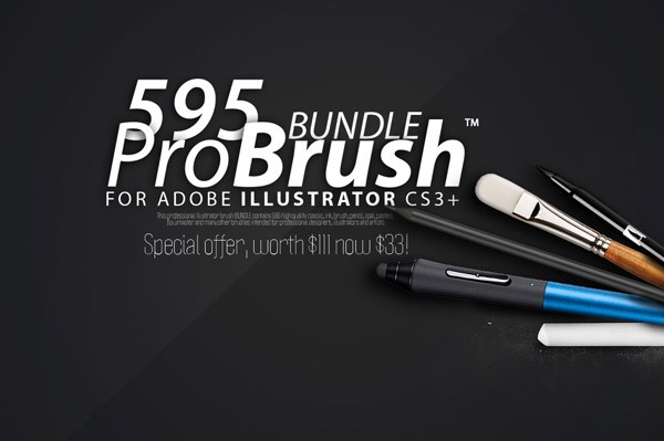 Check out this special offer! This bundle includes 595 brushes for Adobe Illustrator CS3 and higher.