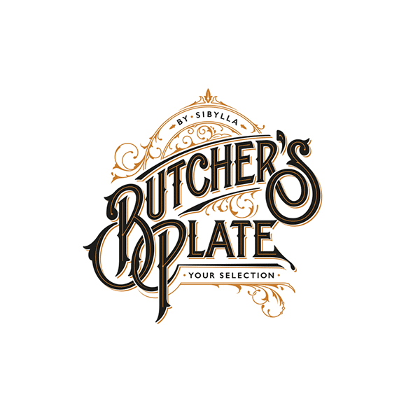 Hand-drawn logotype design by Martin Schmetzer for Butcher's Plate by Sibylla.