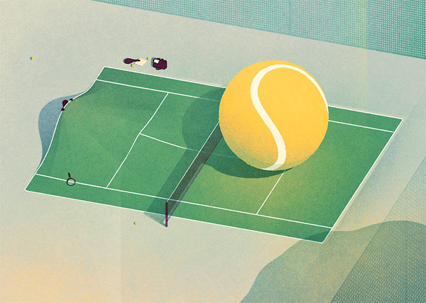 Work from a series of conceptual illustrations created by Karolis Strautniekas for a Tennis magazine.