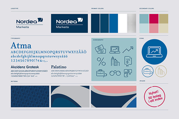 Corporate identity guide including logo, typeface, brand colors, graphics, pattern, and icons.