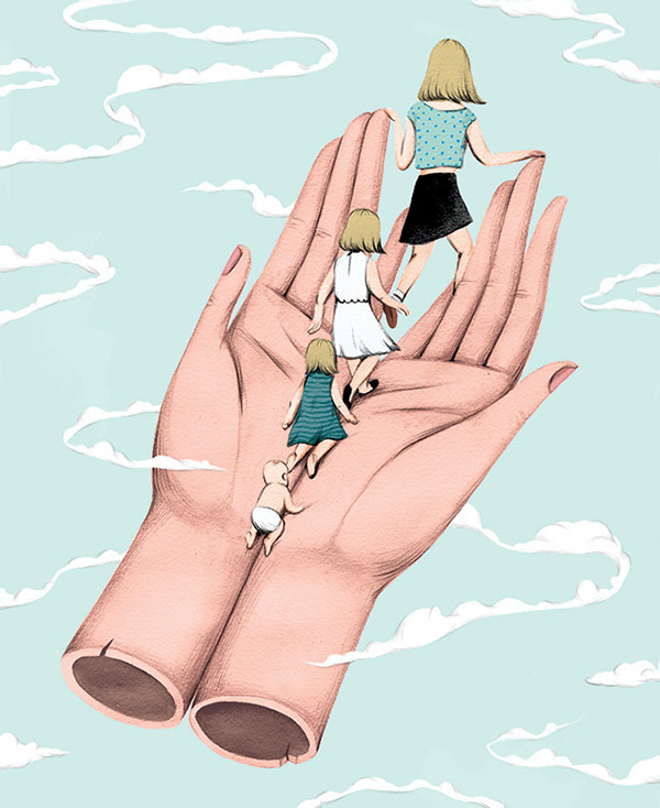 Editorial illustrtion created by Berlin, Germany based freelance illustrator Andrea Wan for an article by Rachel Cusk.