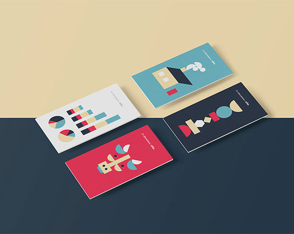 The colorful business cards of the bank.