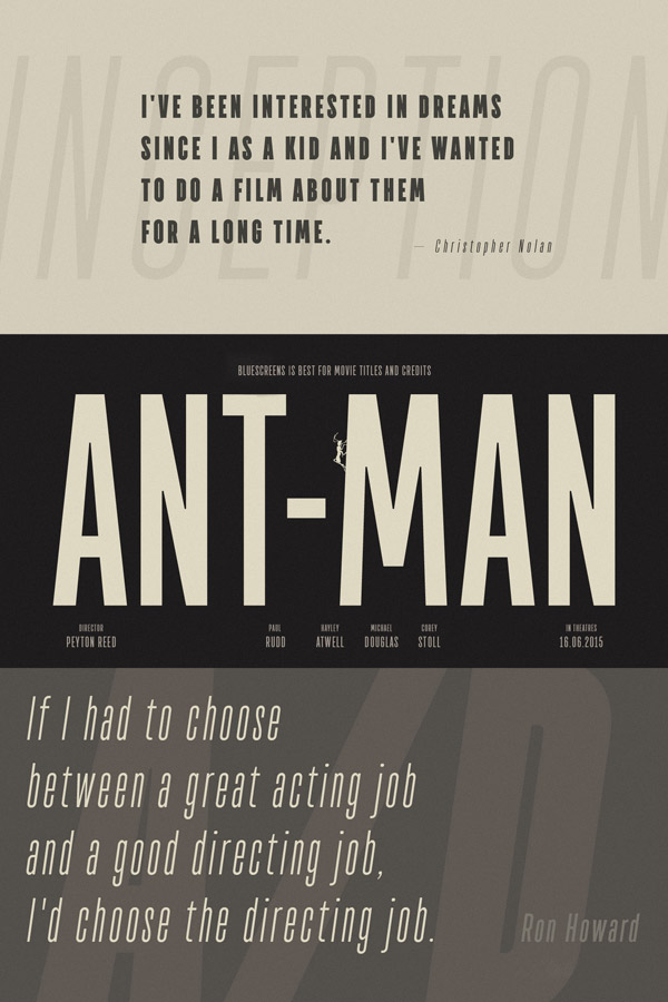 This sans serif display font family works best for movie titles, credits, and quotes.