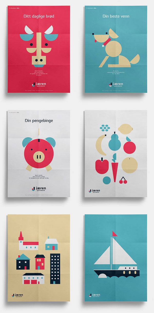 A series of playful posters based on simple 2D illustrations.