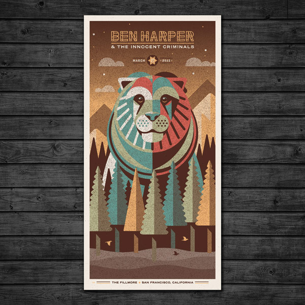 Ben Harper & The Innocent Criminals (3-27-15) Print for the 3rd show at The Fillmore in San Francisco, California.