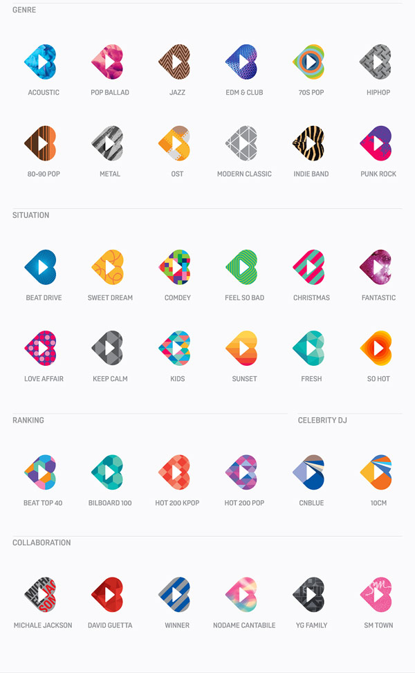 Diverse colorful logos for any genre, ranking, and collaboration.