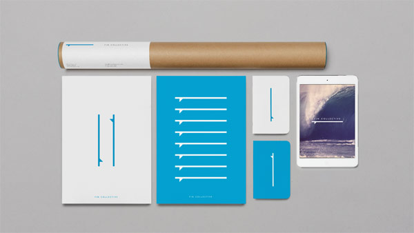 The stationery set is mainly based on cyan blue and white colors.