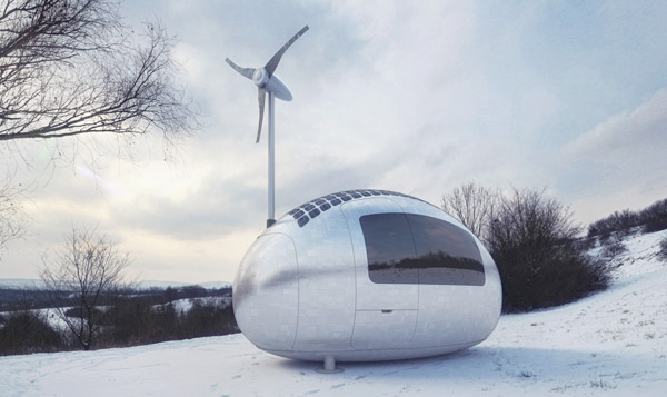 A solar and wind-powered micro home developed by Nice Architects.