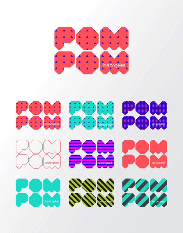 Logo versions with different colors and patterns.