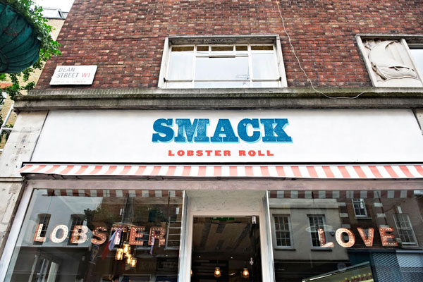 Smack Lobster Roll - logotype lettering at the takeaway restaurant.