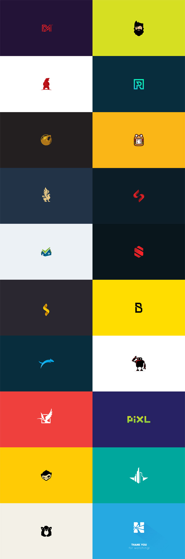 Colored logos and marks by graphic designer and illustrator Nuray Nuri.