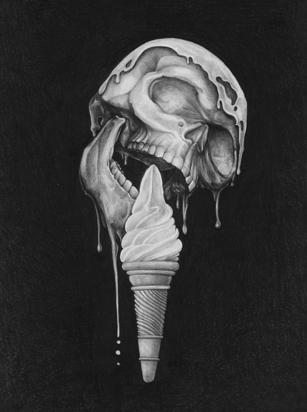 Ice Cream - Poster illustration originally created with graphite pencil.