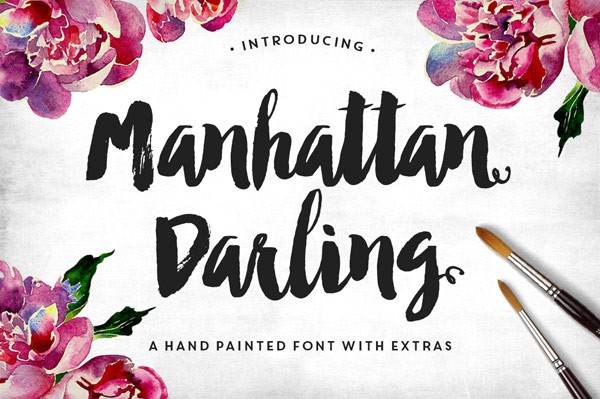 Manhattan Darling, a hand painted font with extras.