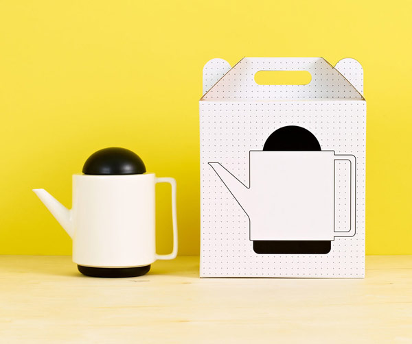 Teapot and cardboard packaging.