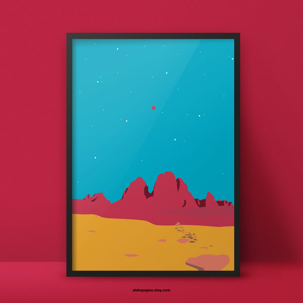 The Red Mountains fine art print of the Space Question series.