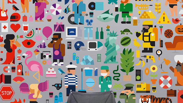 Countless illustration created by Hey studio for the Dublin, Ireland based offices of Three, the telecoms company.