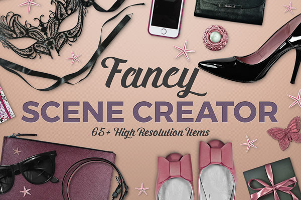The Fancy Scene Mockup Creator with over 65 high resolution items.