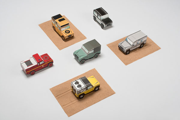 Land Rover Defender miniature cars.